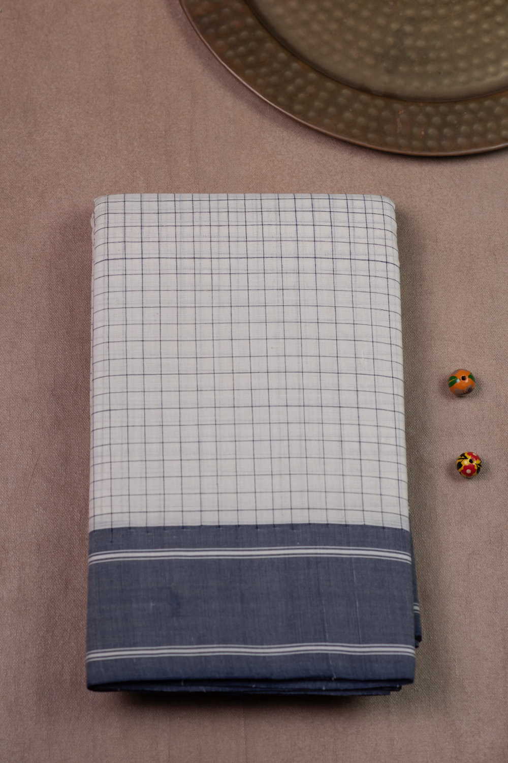 Checks with Cream Kanchipuram Cotton saree