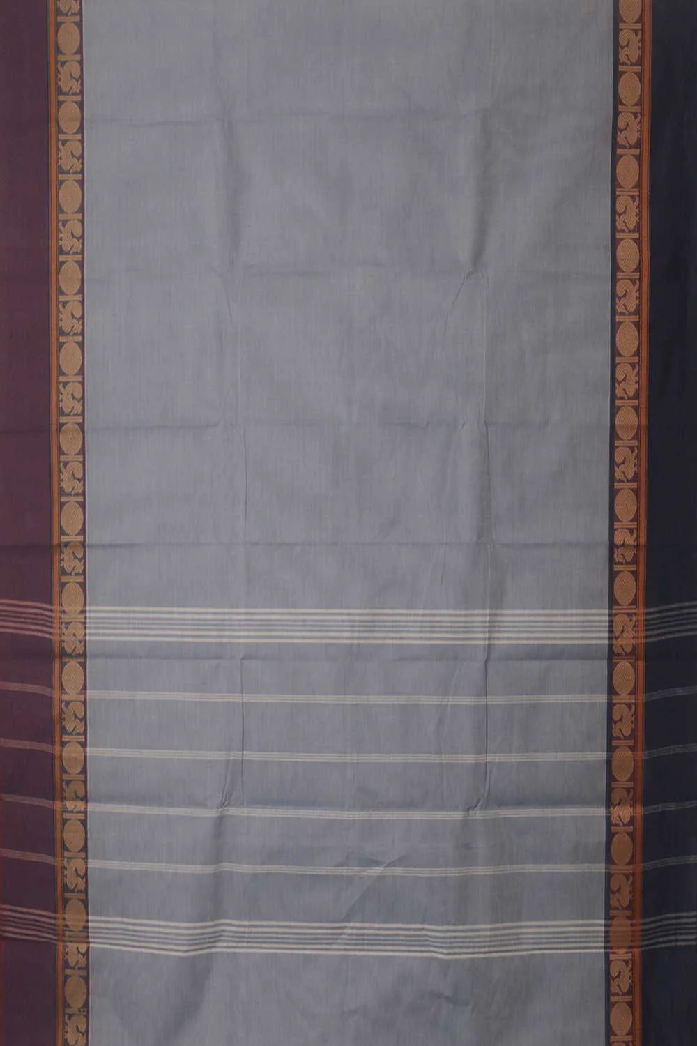Light Blue with Thread Border Kanchipuram Cotton saree - Image 2