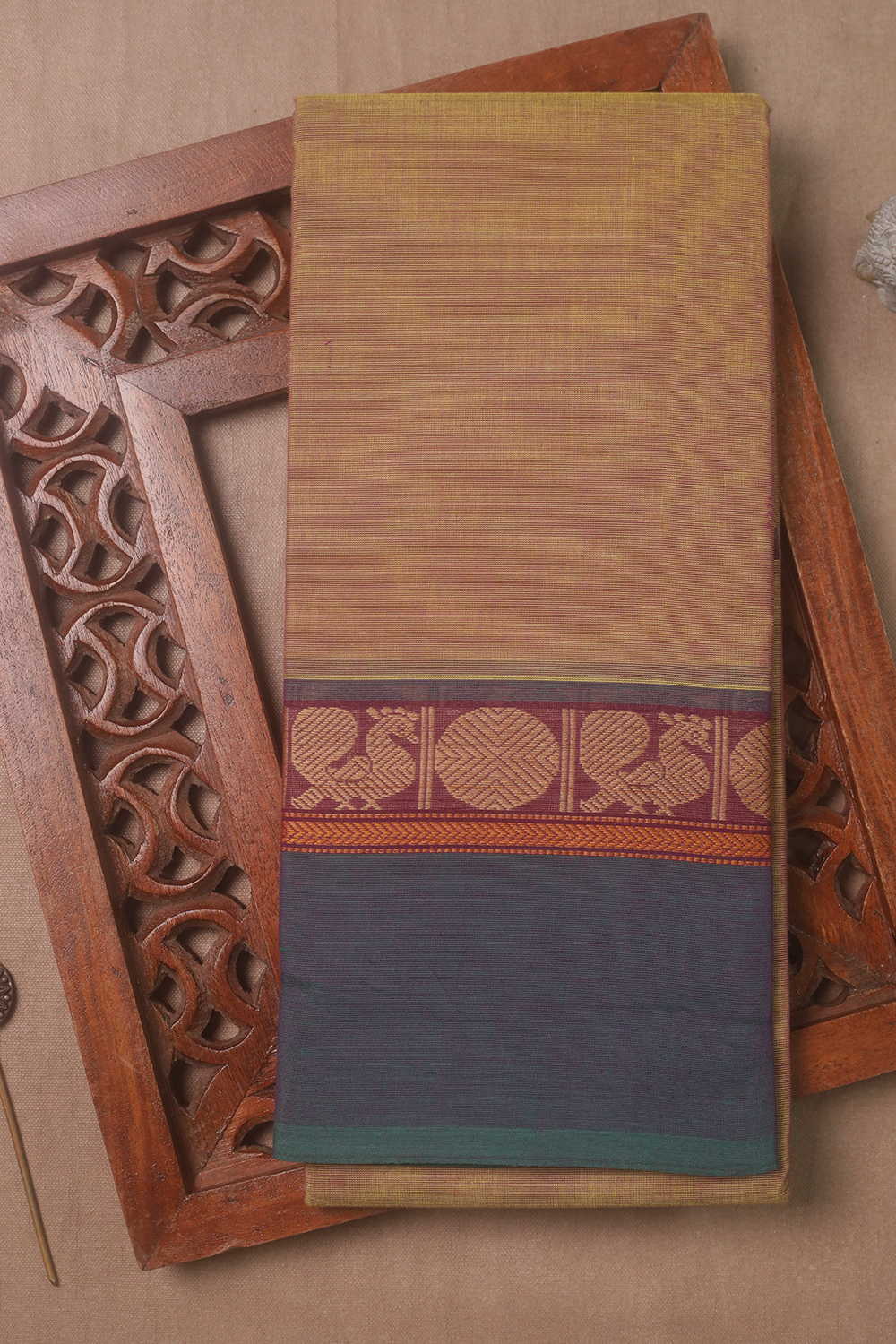 Dual Shaded Yellow Kanchipuram Cotton saree