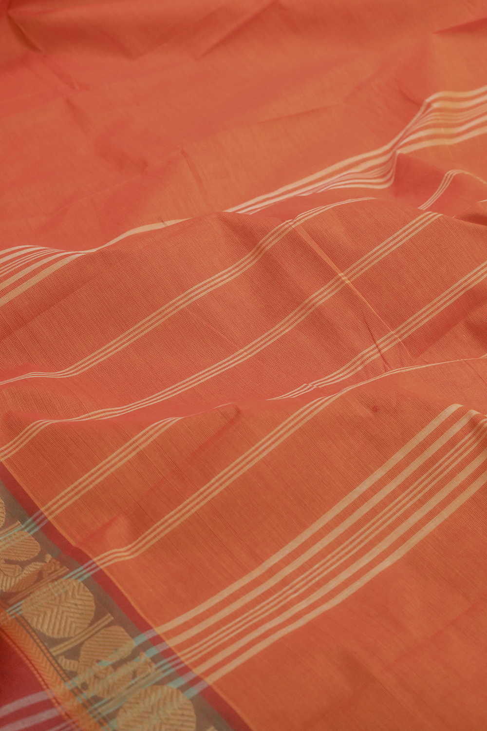 Shade of Orange Kanchipuram Cotton saree - Image 3