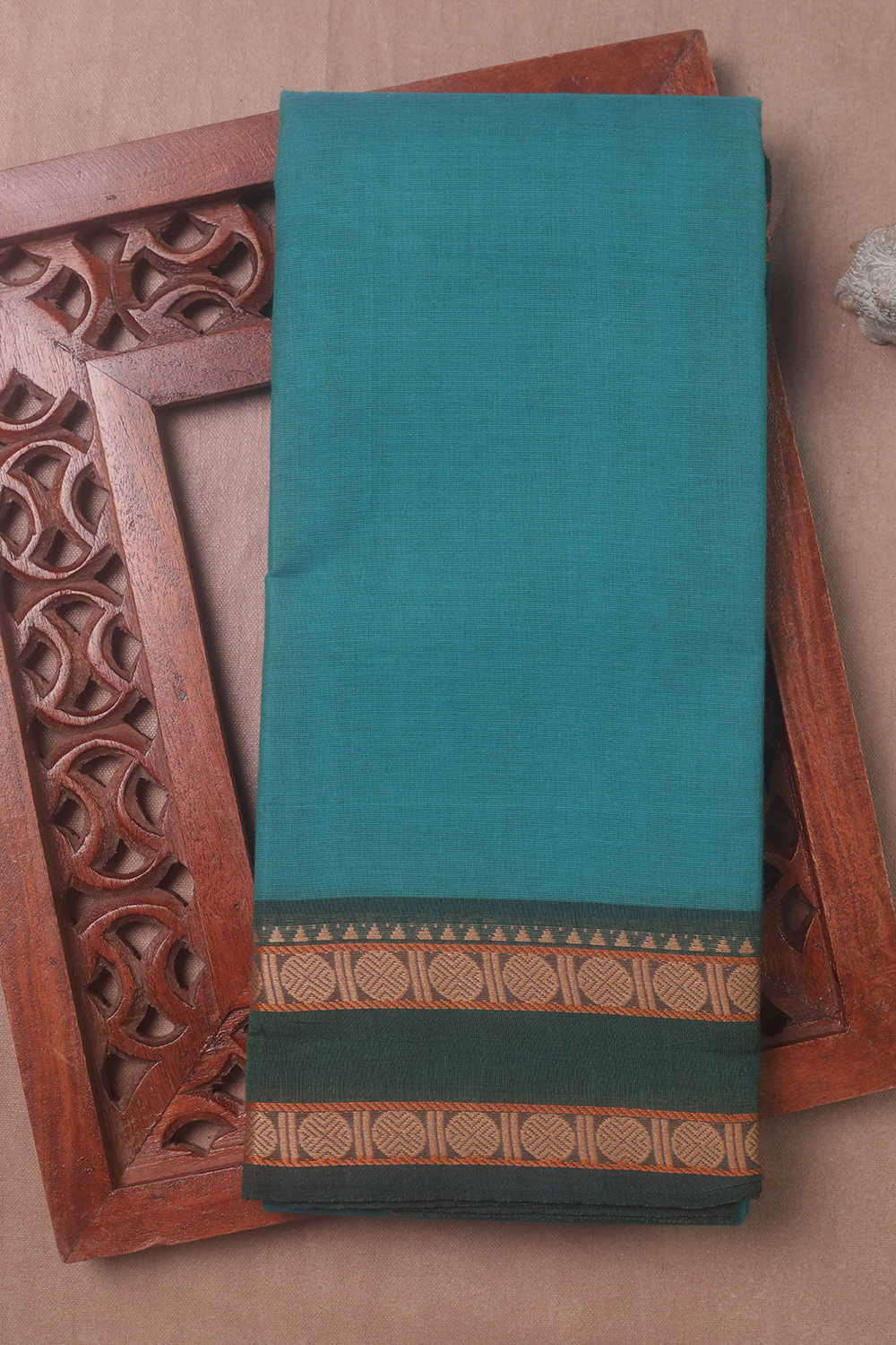 Blue Green Kanchipuram Cotton saree