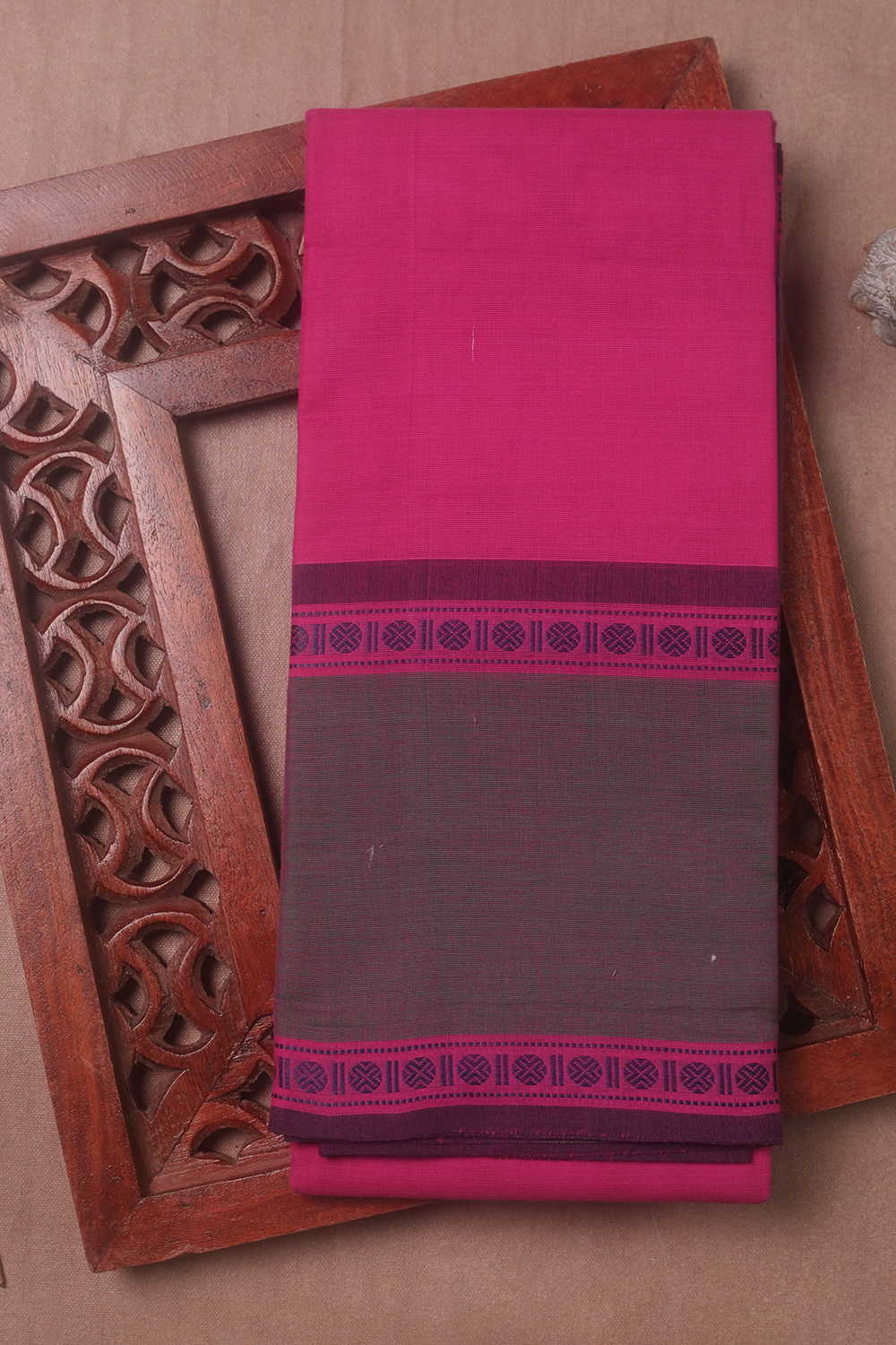 Dark Pink Shade of Kanchipuram Cotton saree