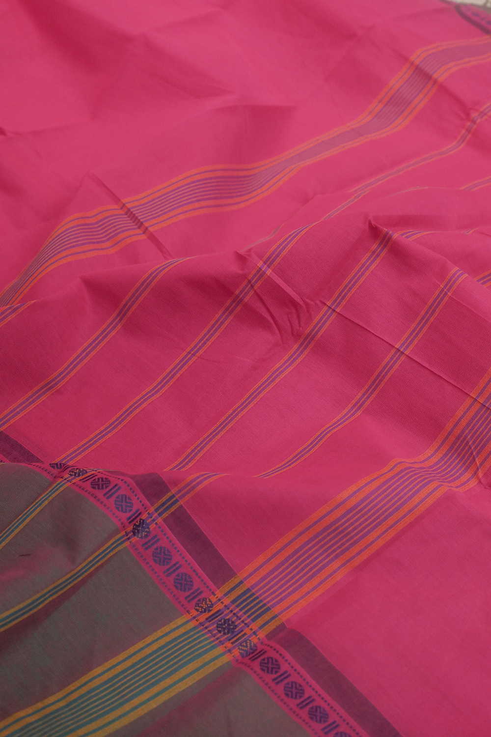 Dark Pink Shade of Kanchipuram Cotton saree - Image 3