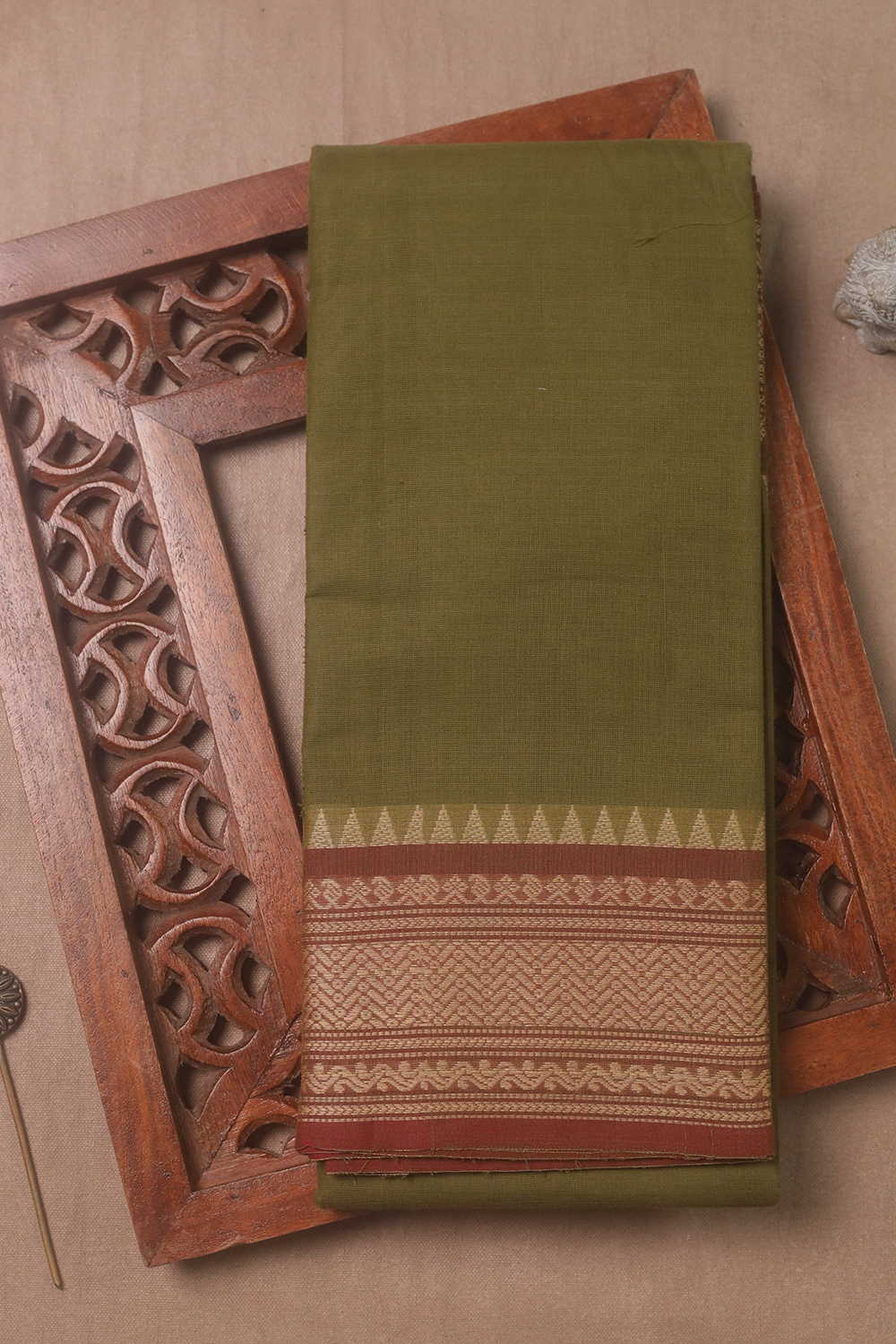 Mehandi Green Kanchipuram Cotton saree