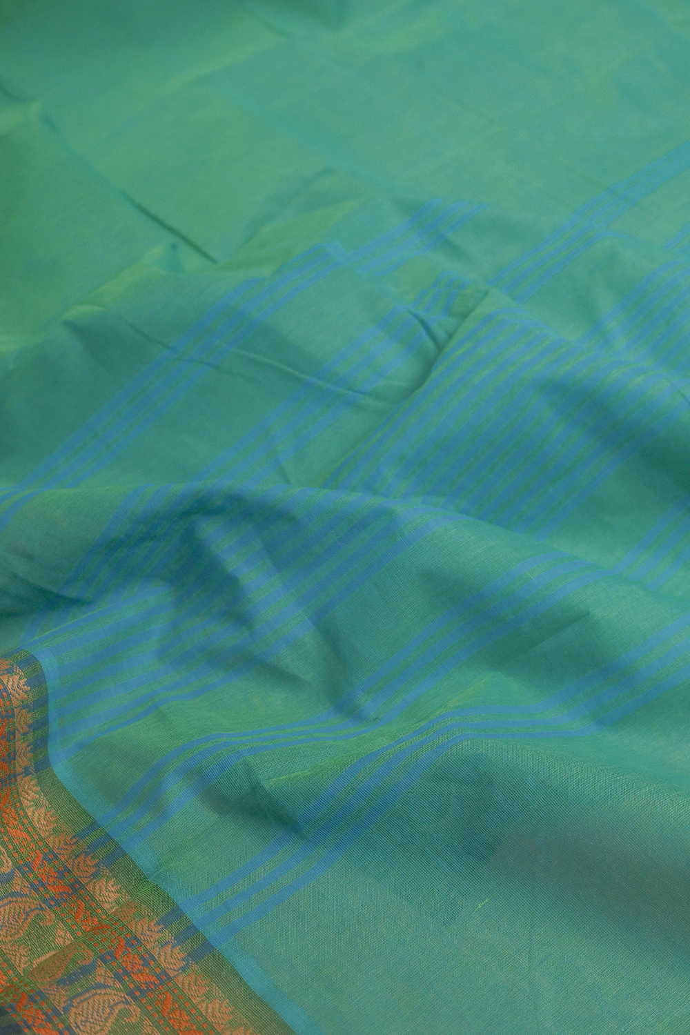 Green Shade of Kanchipuram Cotton saree - Image 3