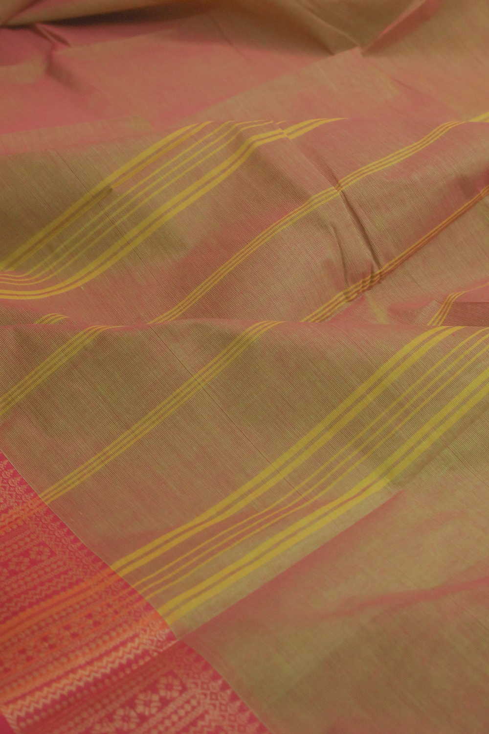 Twin Shaded Pink Kanchipuram Cotton saree - Image 3