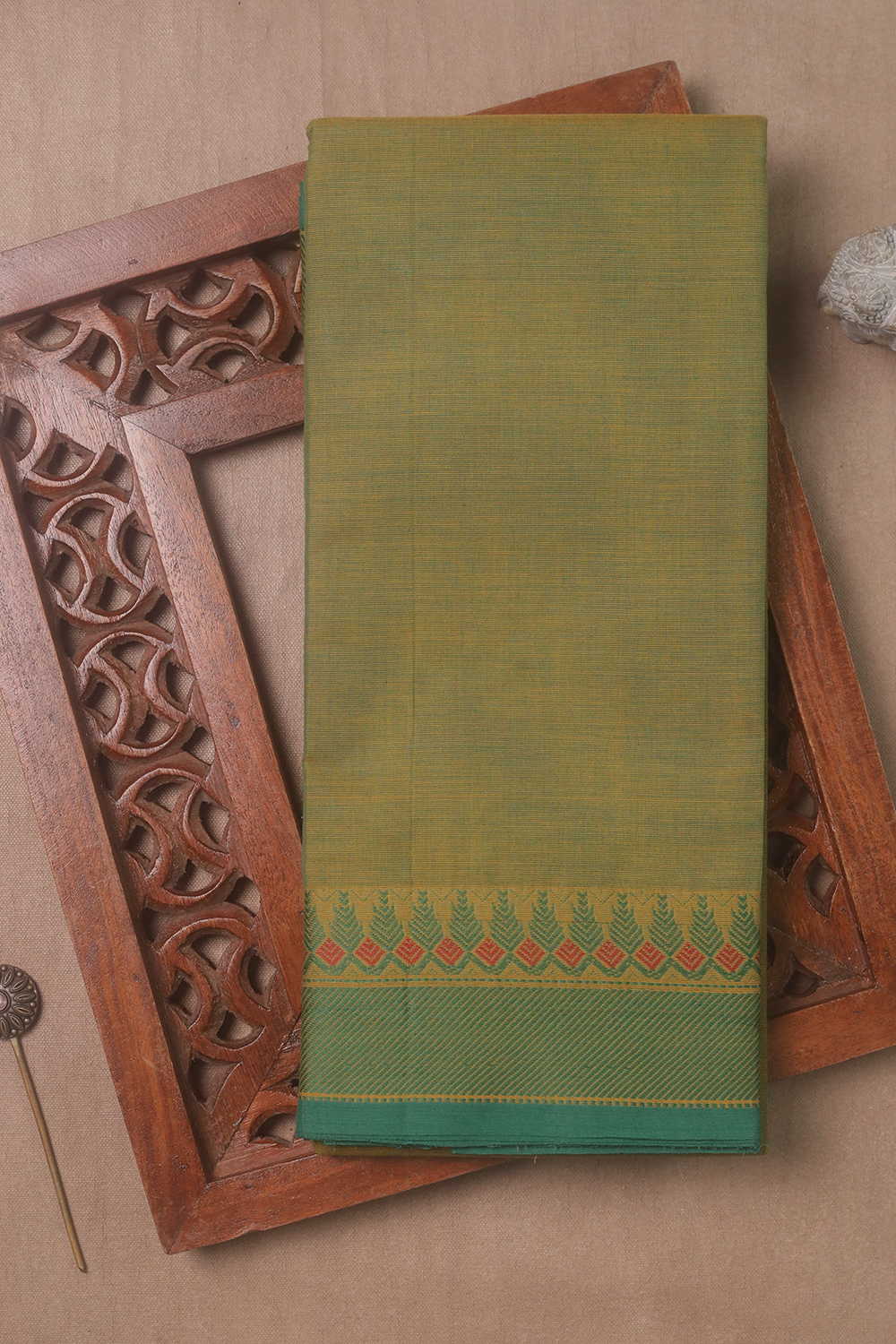 Two Tonned Green Kanchipuram Cotton saree