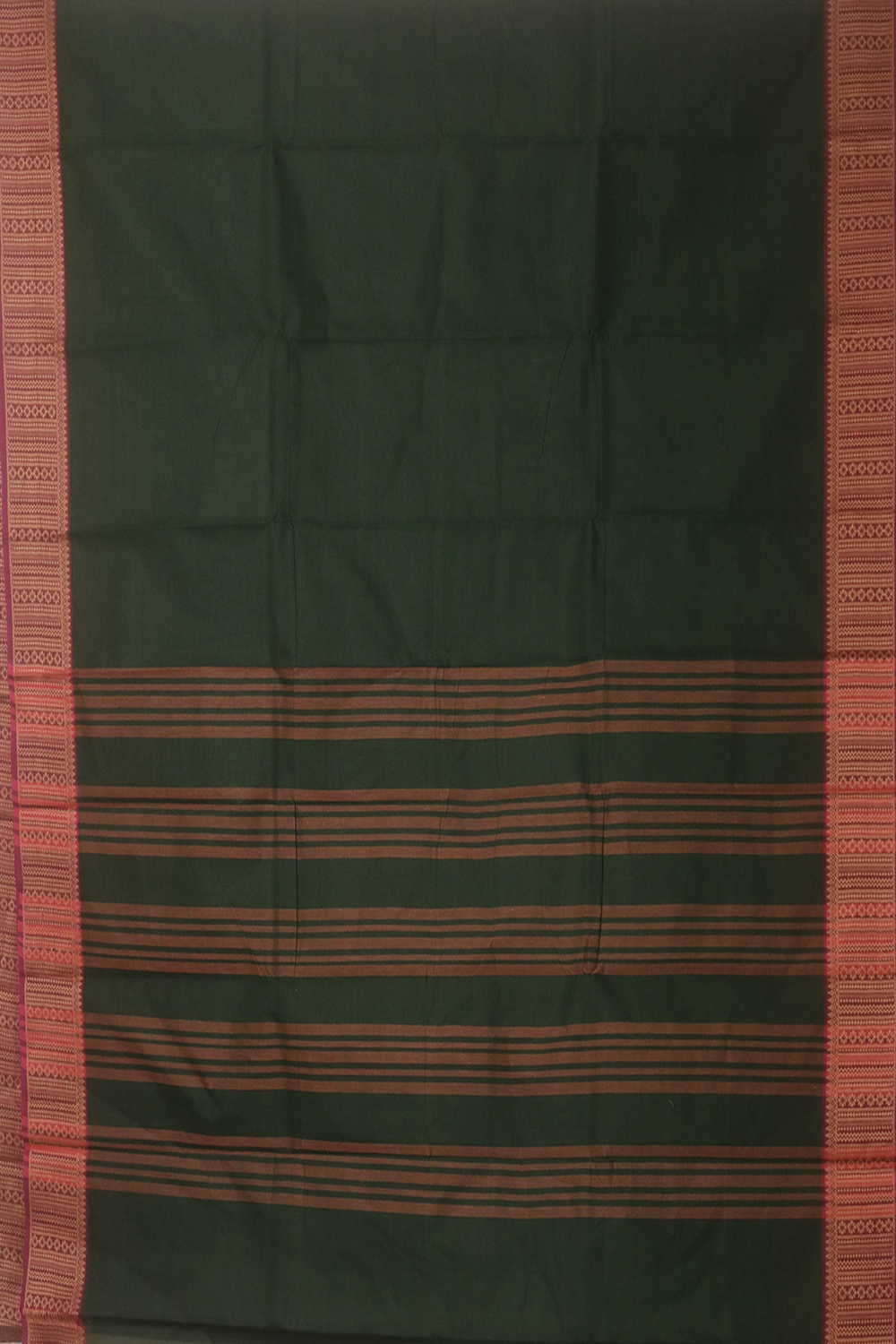 Green with Pink Border Kanchipuram Cotton saree - Image 2