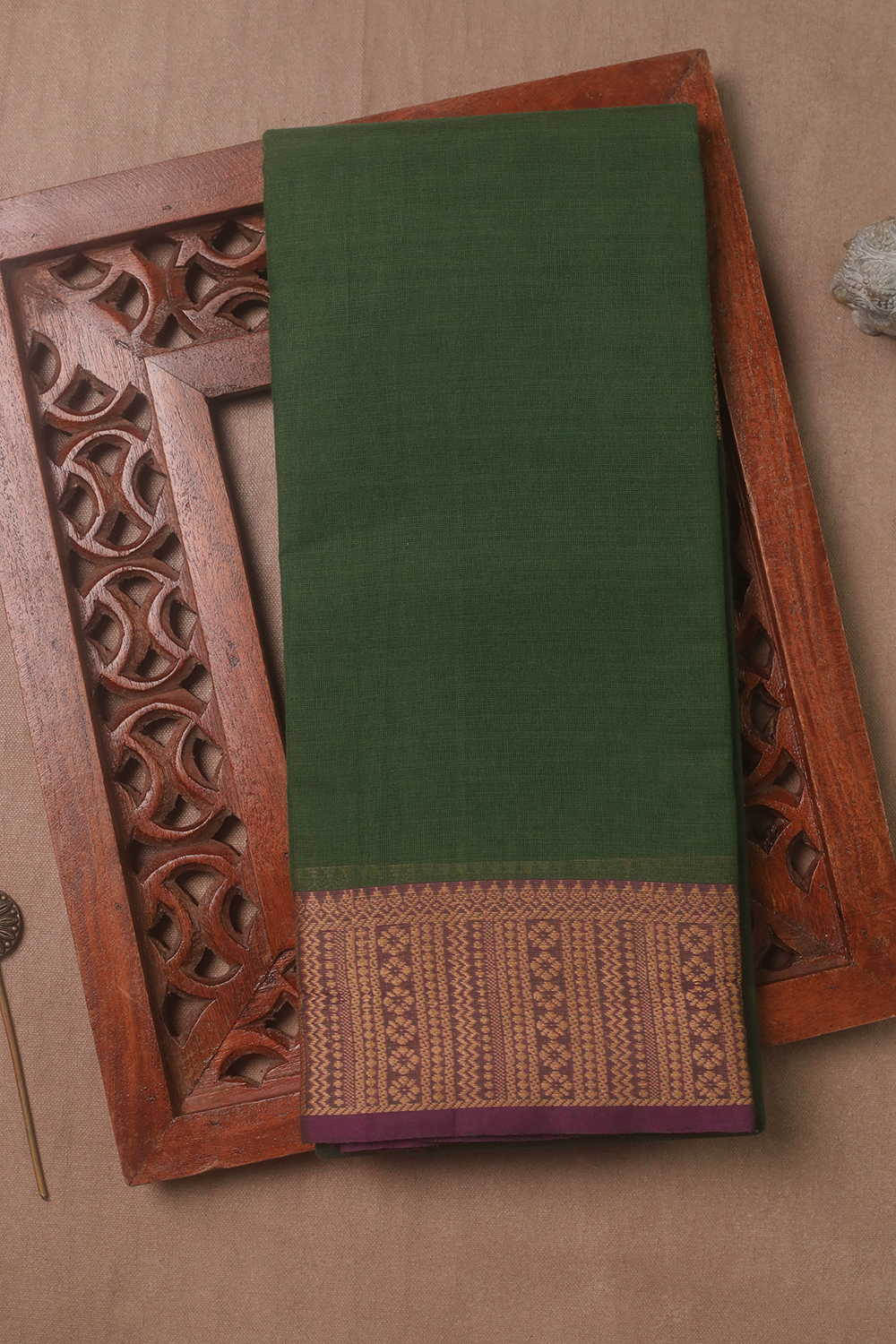 Purple Border with Green Kanchipuram Cotton saree