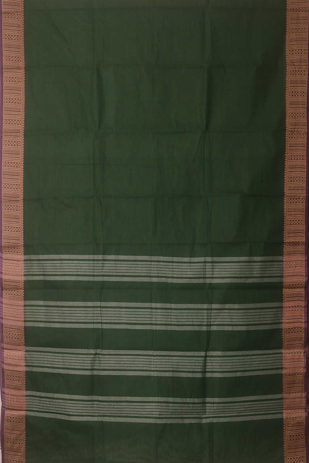 Purple Border with Green Kanchipuram Cotton saree - Image 2