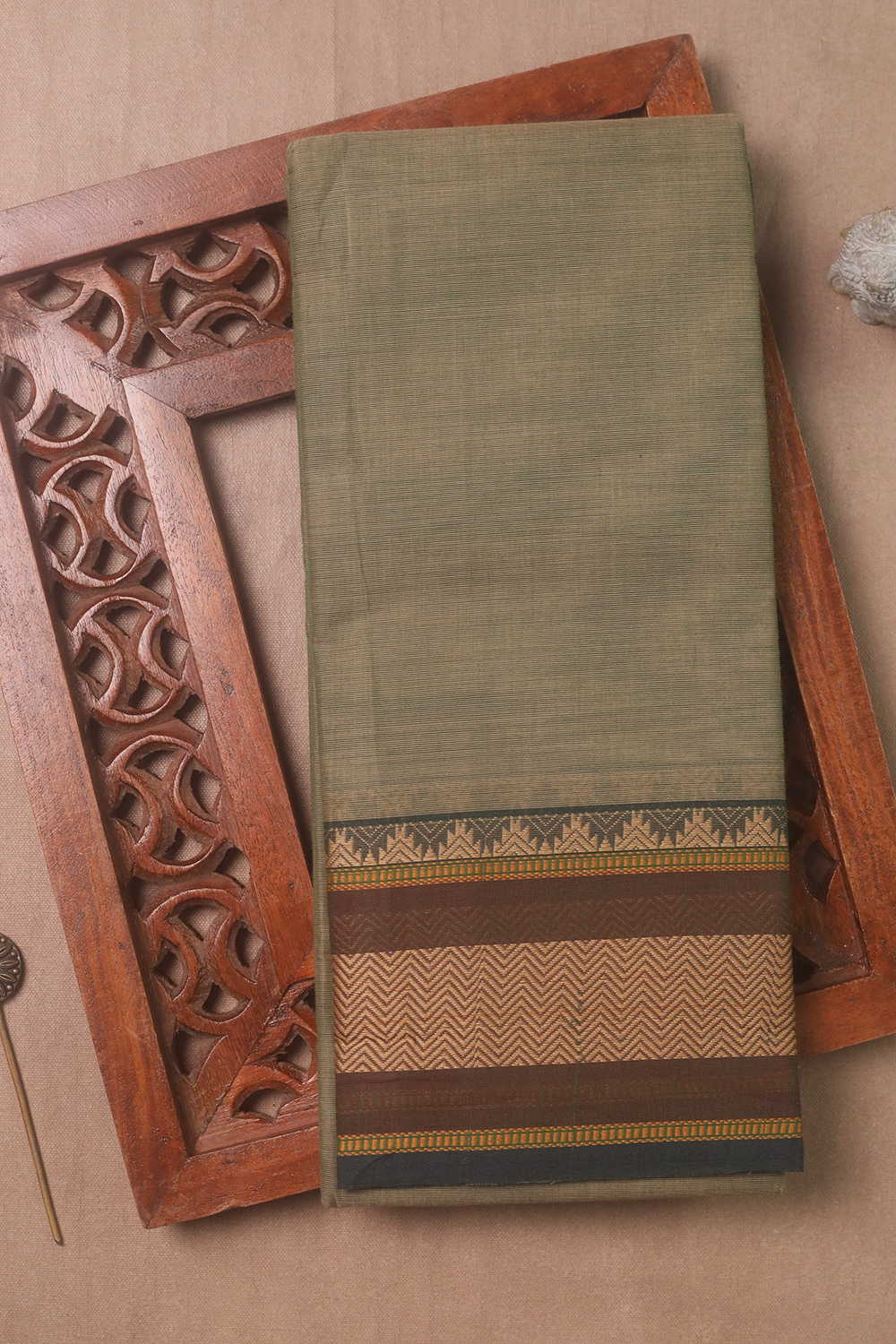 Light Green with Thread Border Kanchipuram Cotton saree