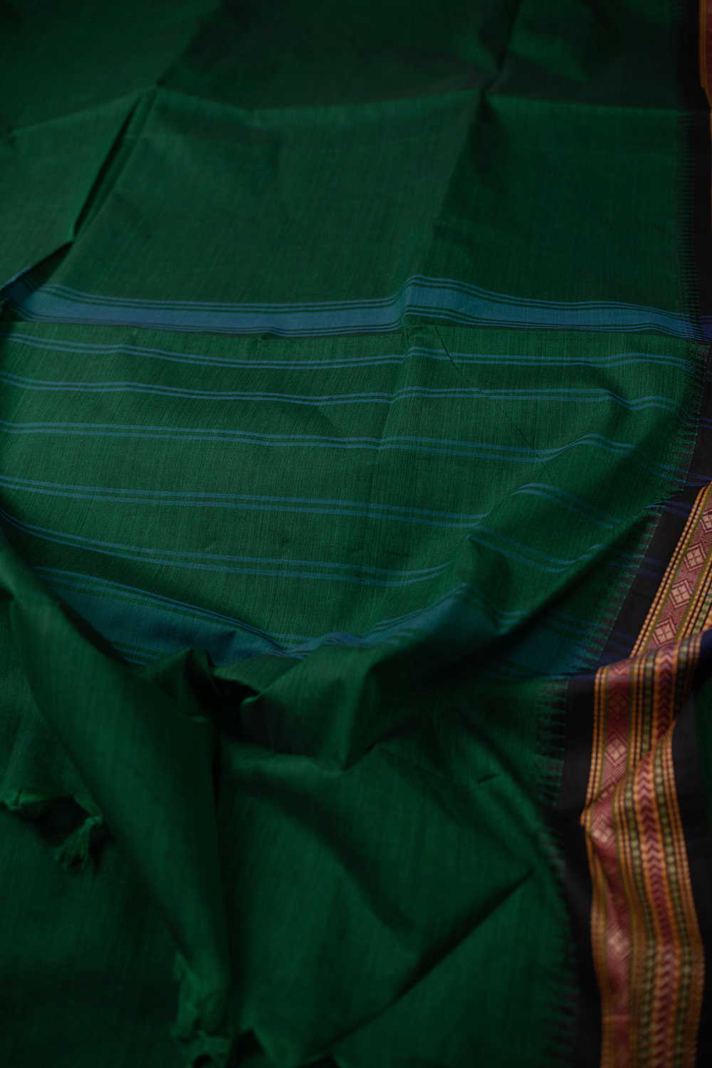 Deep Green Kanchipuram Cotton saree - Image 3