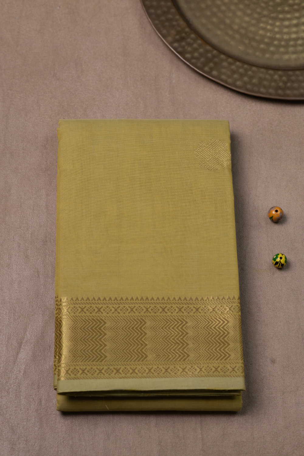Zari Border with Green Kanchipuram Cotton saree