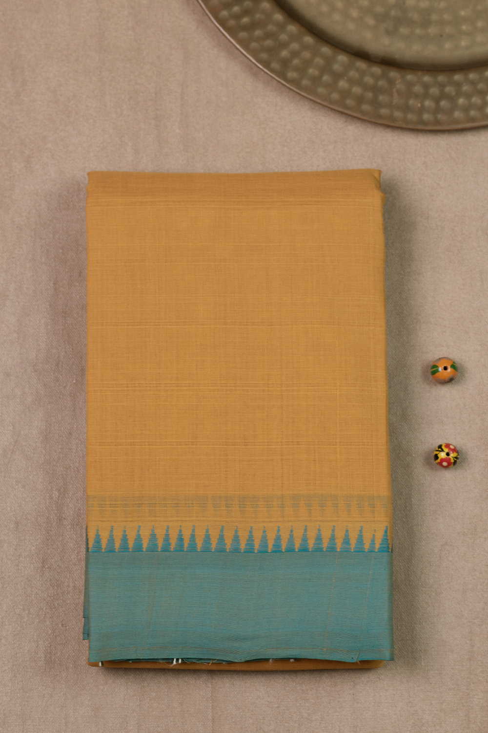 Turmeric Yellow Kanchipuram Cotton saree