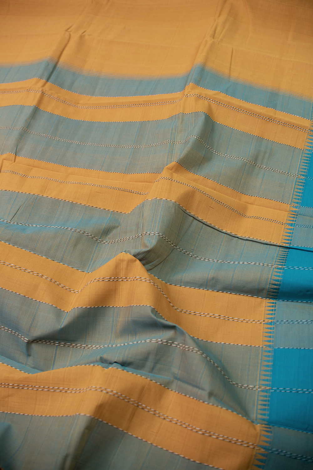 Turmeric Yellow Kanchipuram Cotton saree - Image 3