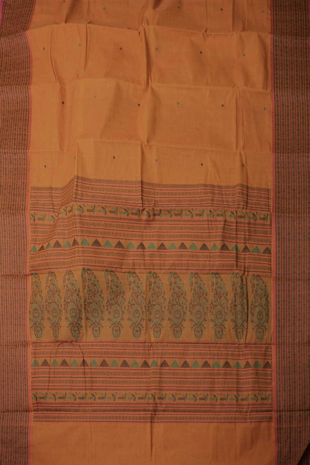 Dark Yellow Kanchipuram Cotton saree - Image 2