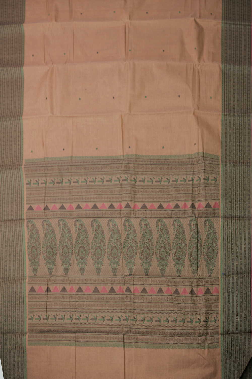 Tiny Butta on Beige Kanchipuram Cotton saree - Image 2