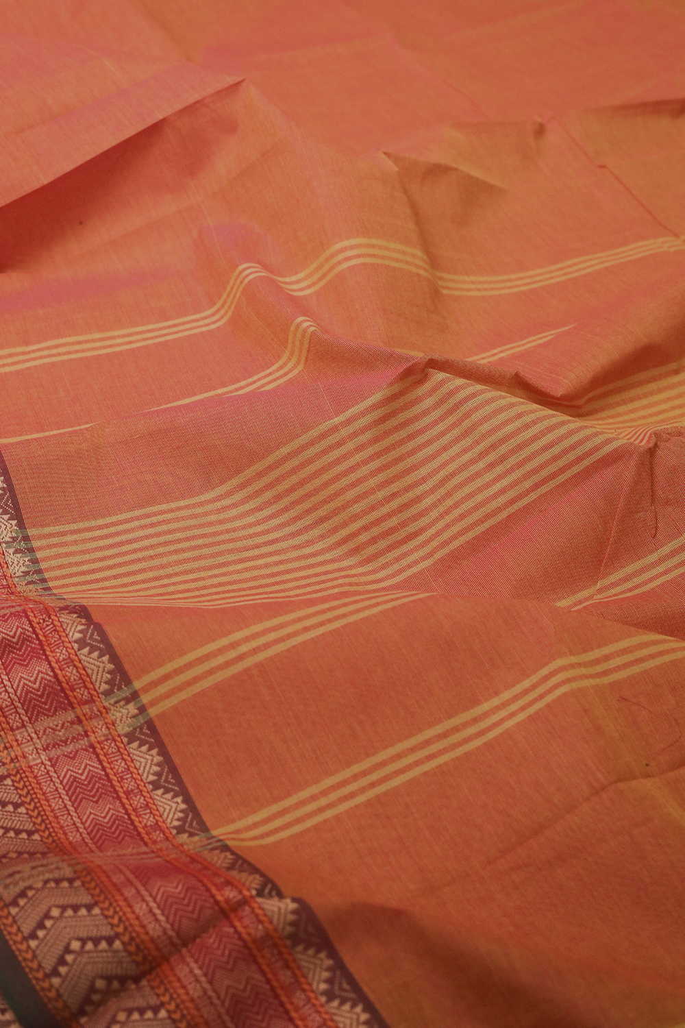Princeton Orange Kanchipuram Cotton saree - Image 2