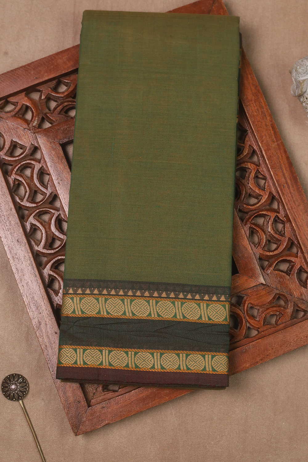 Pickle Green Kanchipuram Cotton saree