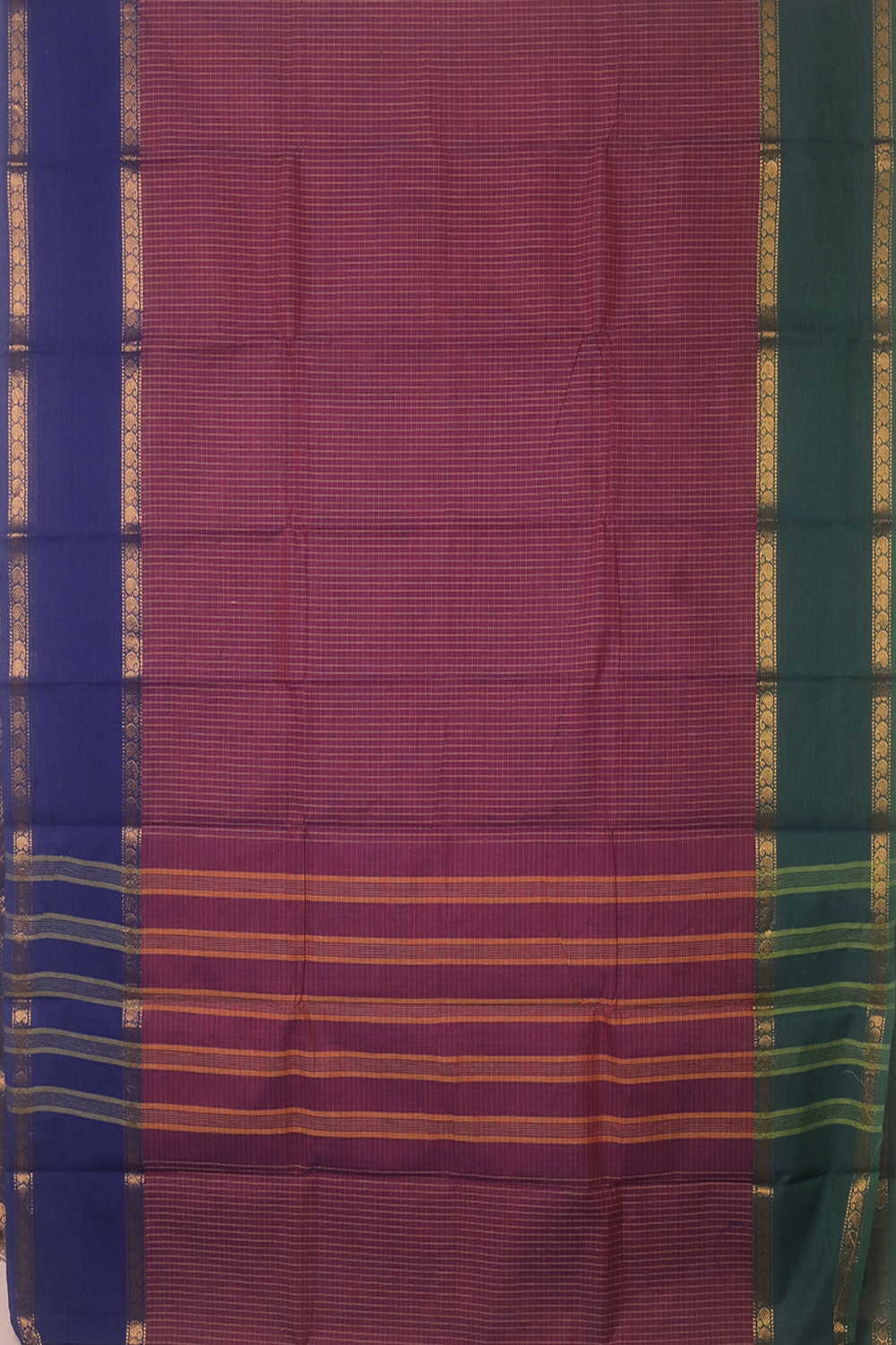 Muted Pink with Checks Kanchipuram Cotton saree - Image 2