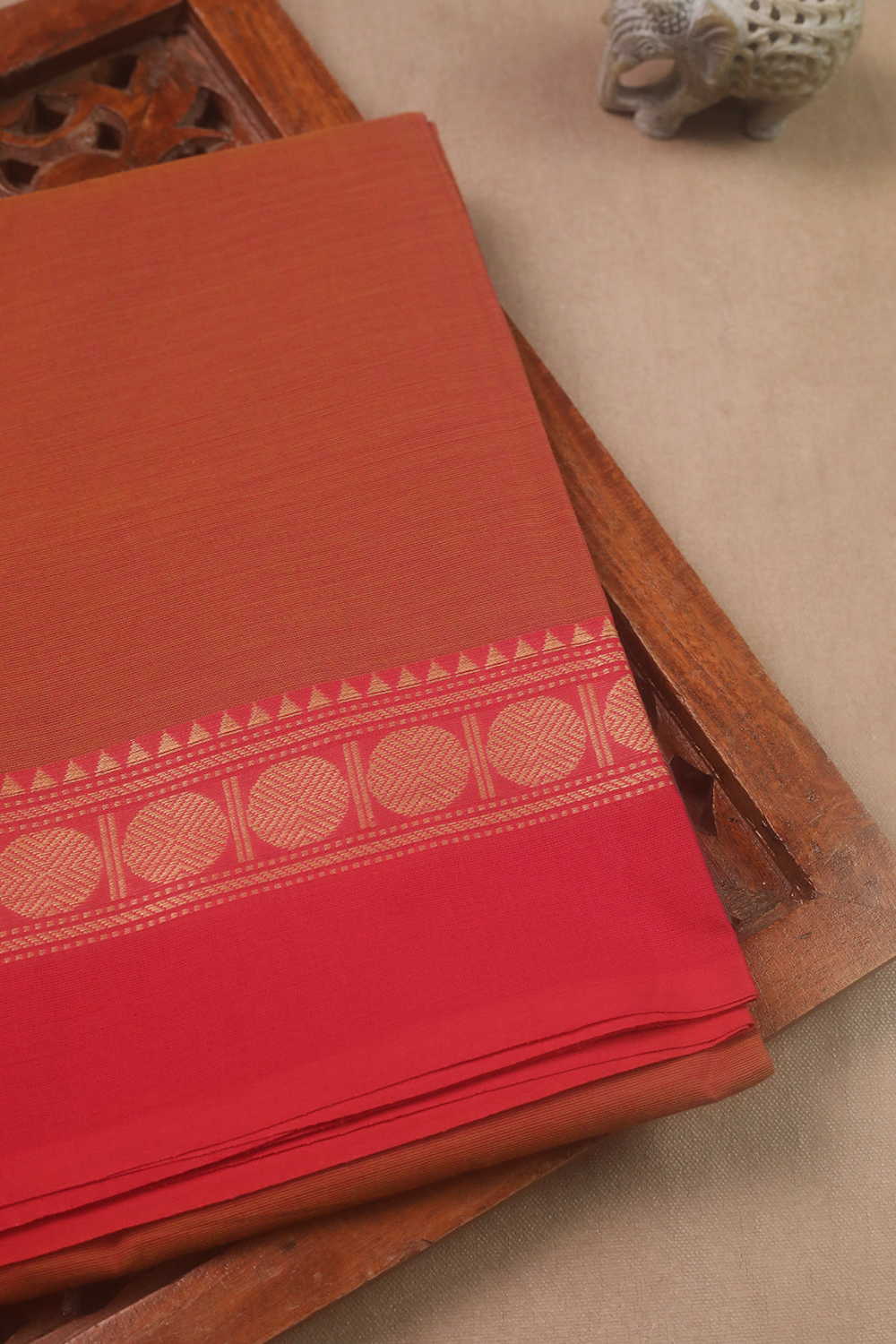 Double Color Border Kanchipuram Cotton saree