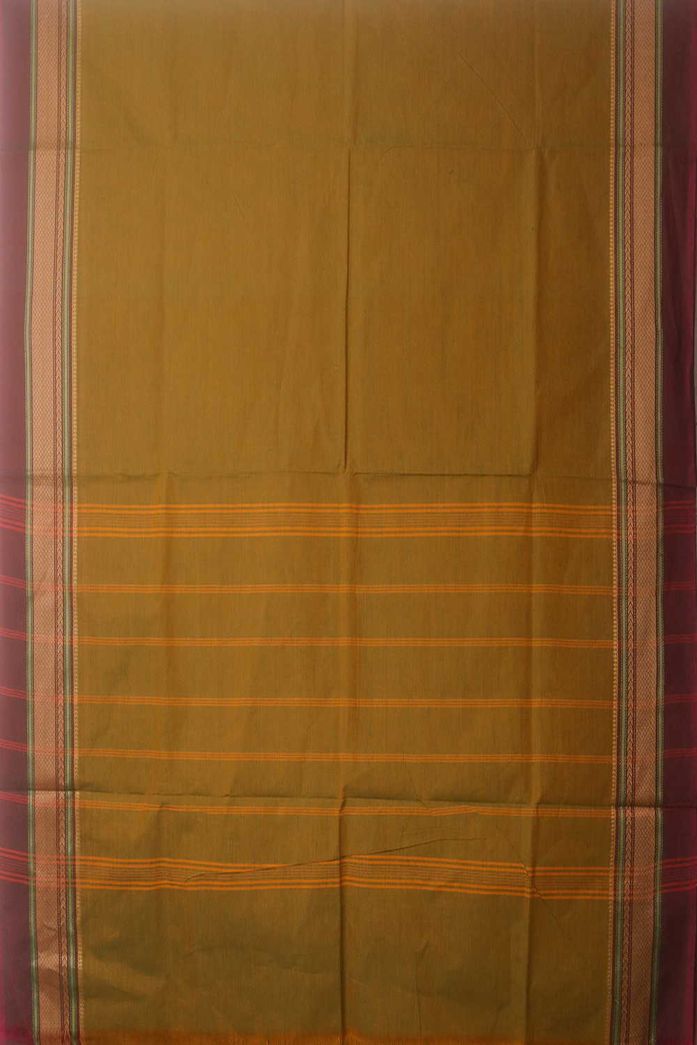 Dual Shaded Green with Yellow Kanchipuram Cotton saree - Image 2