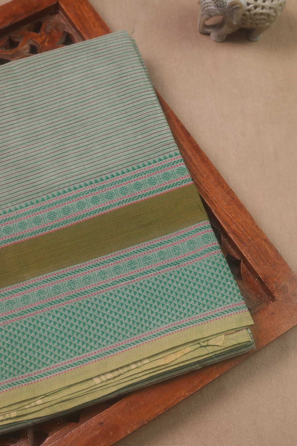 Green with Stripe Kanchipuram Cotton saree