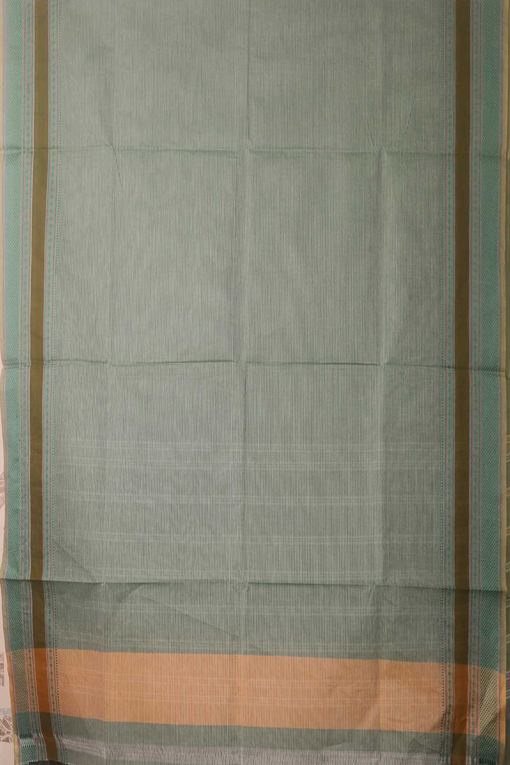 Green with Stripe Kanchipuram Cotton saree - Image 2