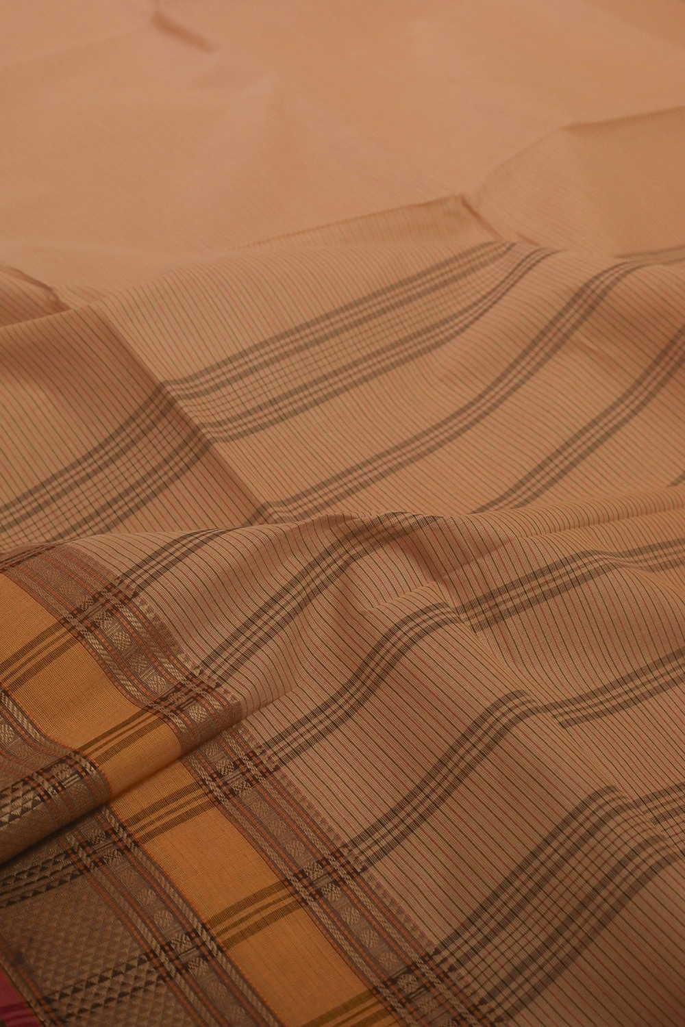Beige Kanchipuram Cotton saree - Image 3