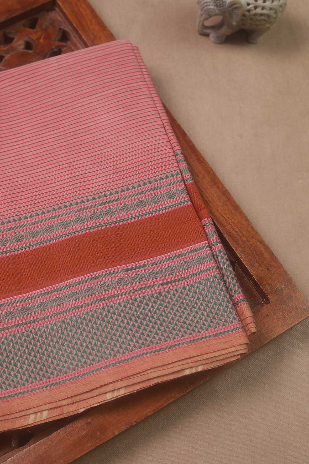 Light Pink with Stripe Kanchipuram Cotton saree