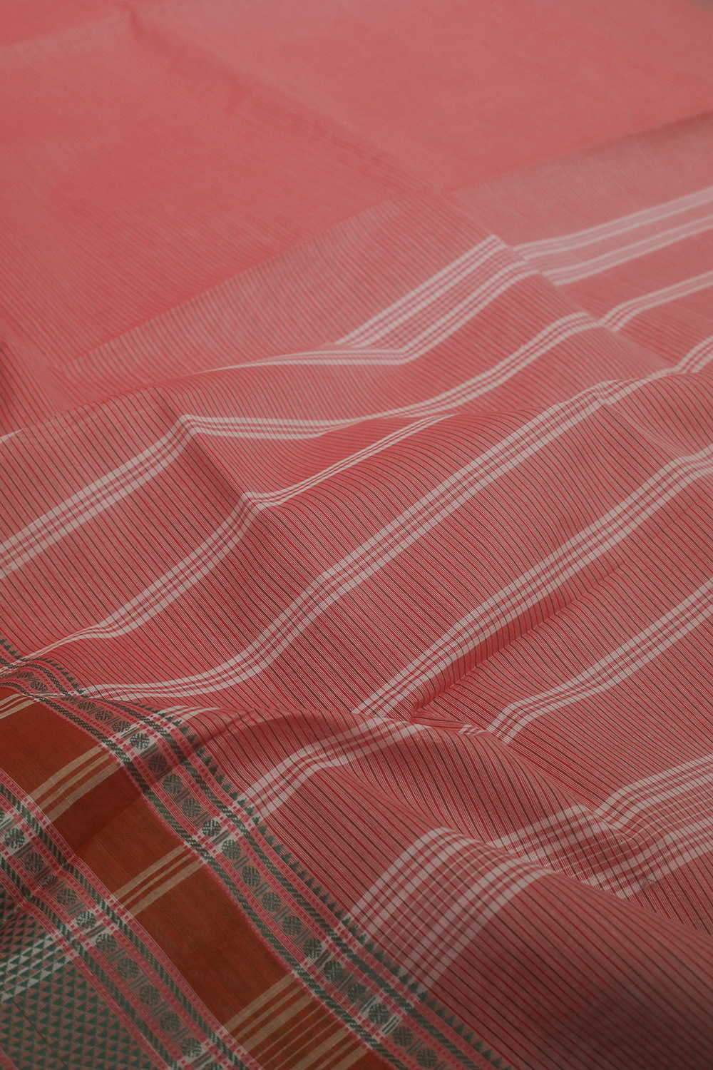 Light Pink with Stripe Kanchipuram Cotton saree - Image 3