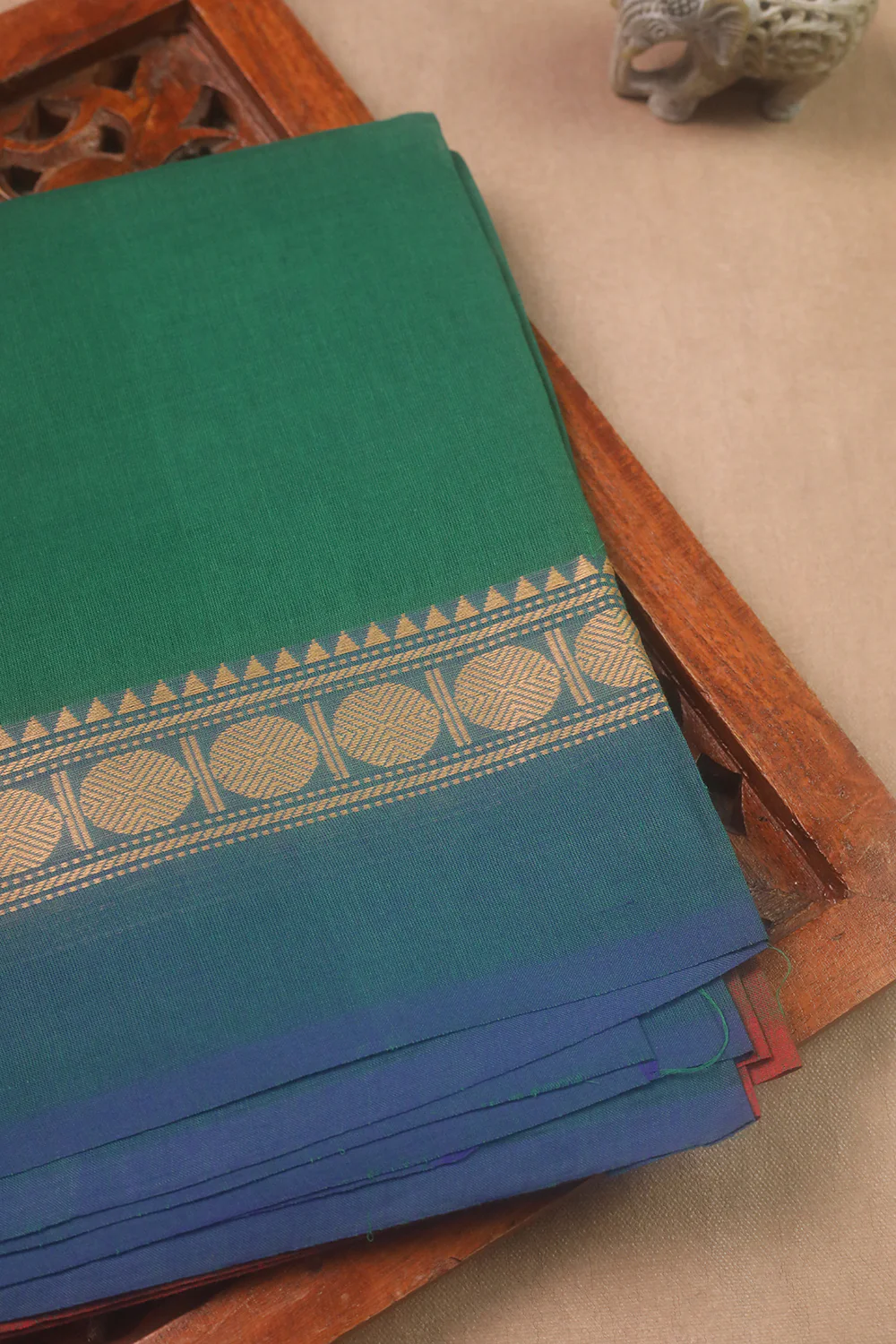 Leaf Green Kanchipuram Cotton saree