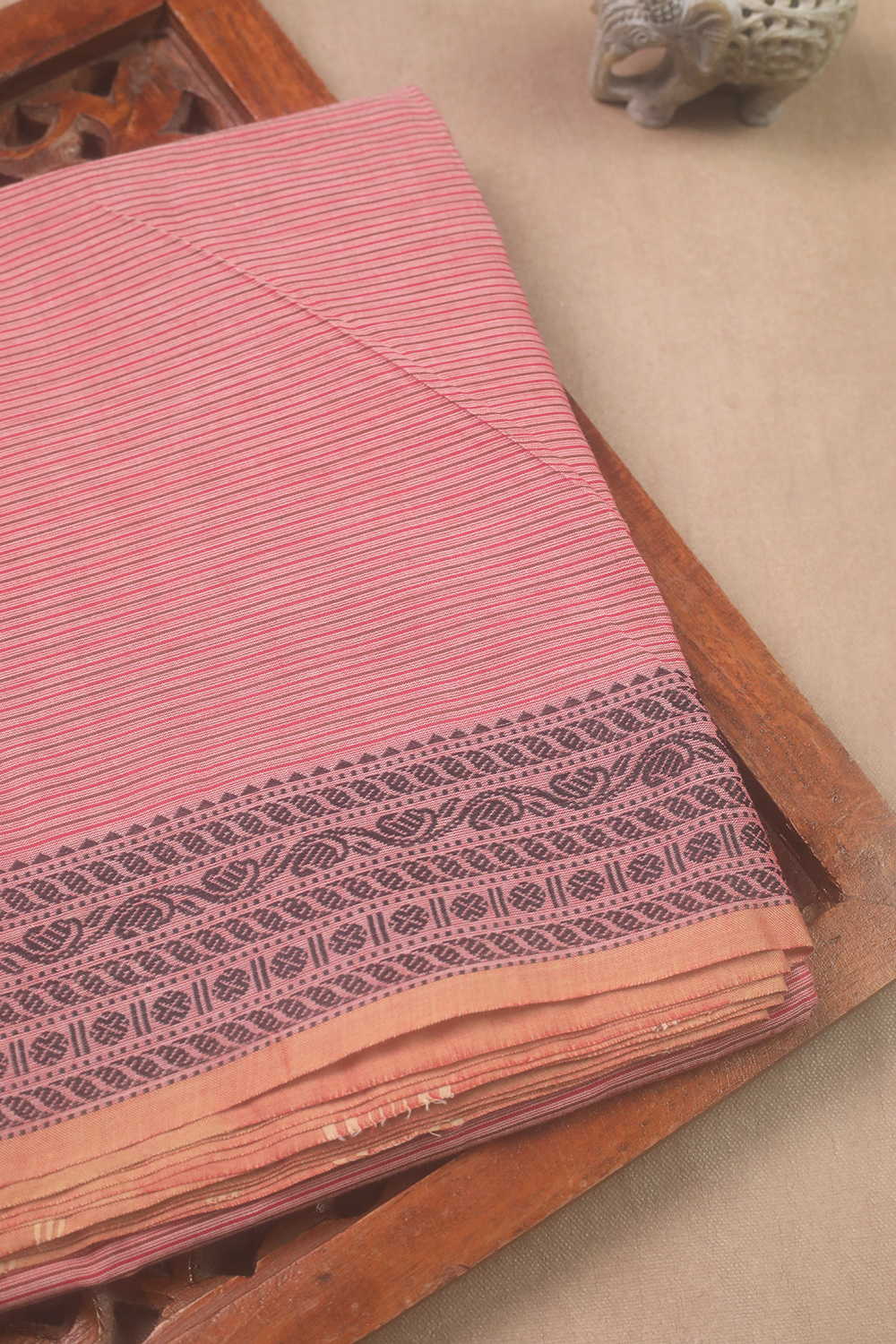 Pink with Stripe Kanchipuram Cotton saree