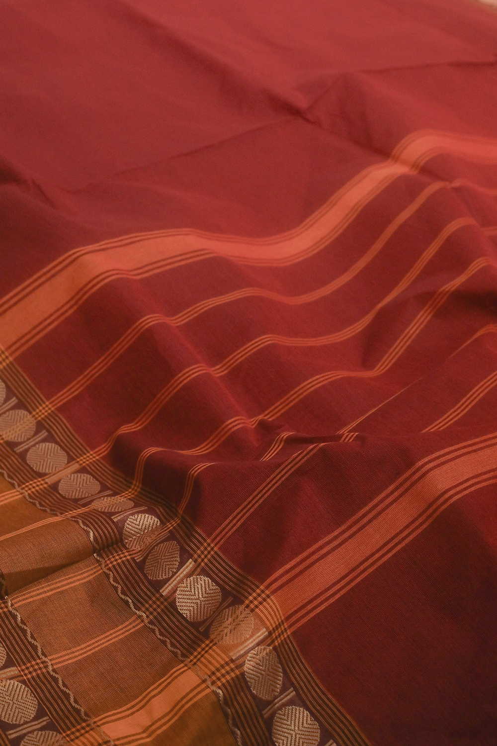 Maroon Kanchipuram Cotton saree - Image 3
