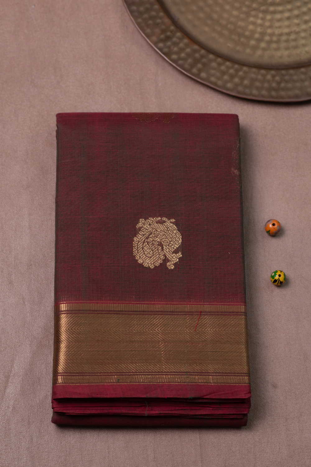 Twin Shaded Maroon Kanchipuram Cotton saree