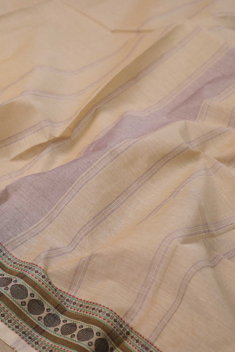 Light Beige with Thread Border Kanchipuram Cotton saree - Image 3