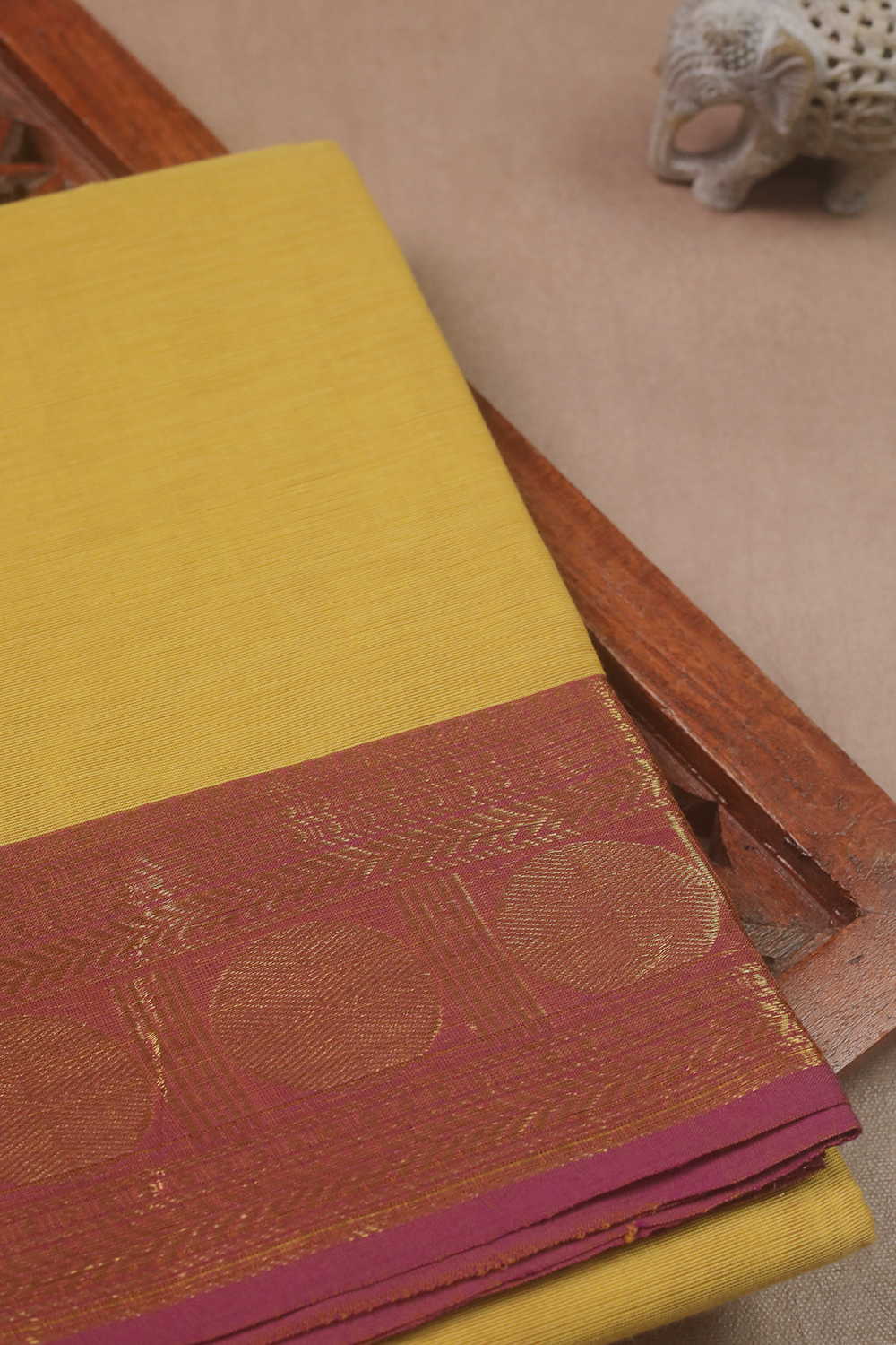 Yellow with Dual Shaded Border Kanchipuram Cotton saree