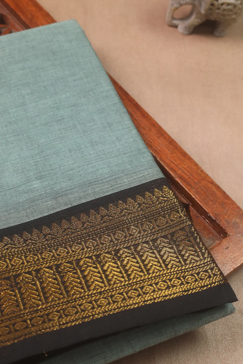 Shade of Green with Zari Border Kanchipuram Cotton saree