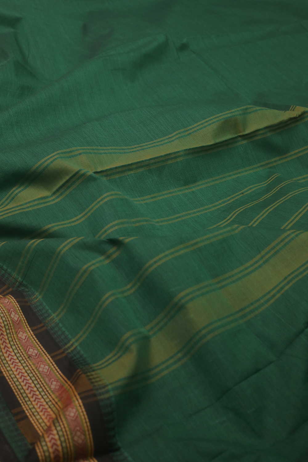 Thread Border with Green Kanchipuram Cotton saree - Image 3