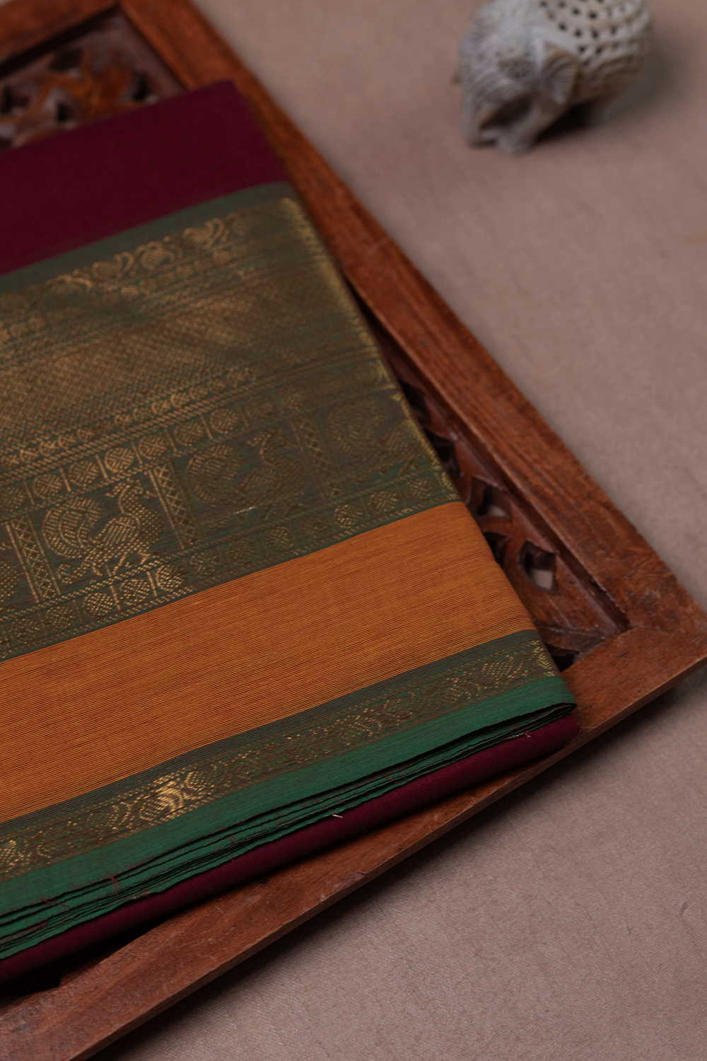 Deep Maroon with Zari Border Kanchipuram Cotton saree