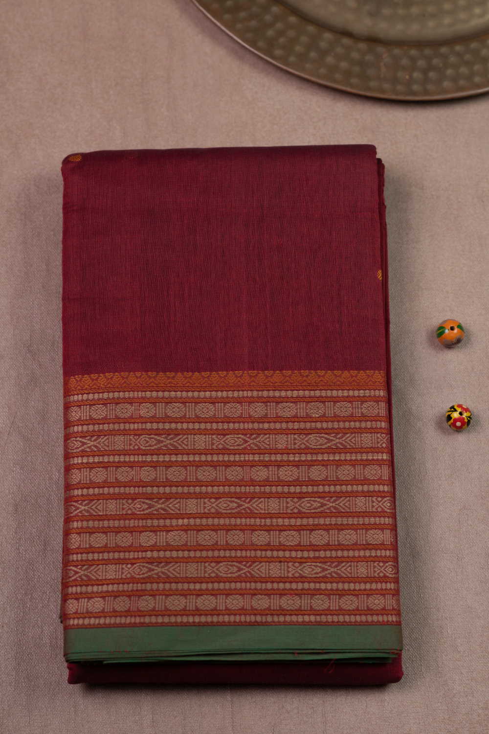 Maroon Kanchipuram Cotton saree