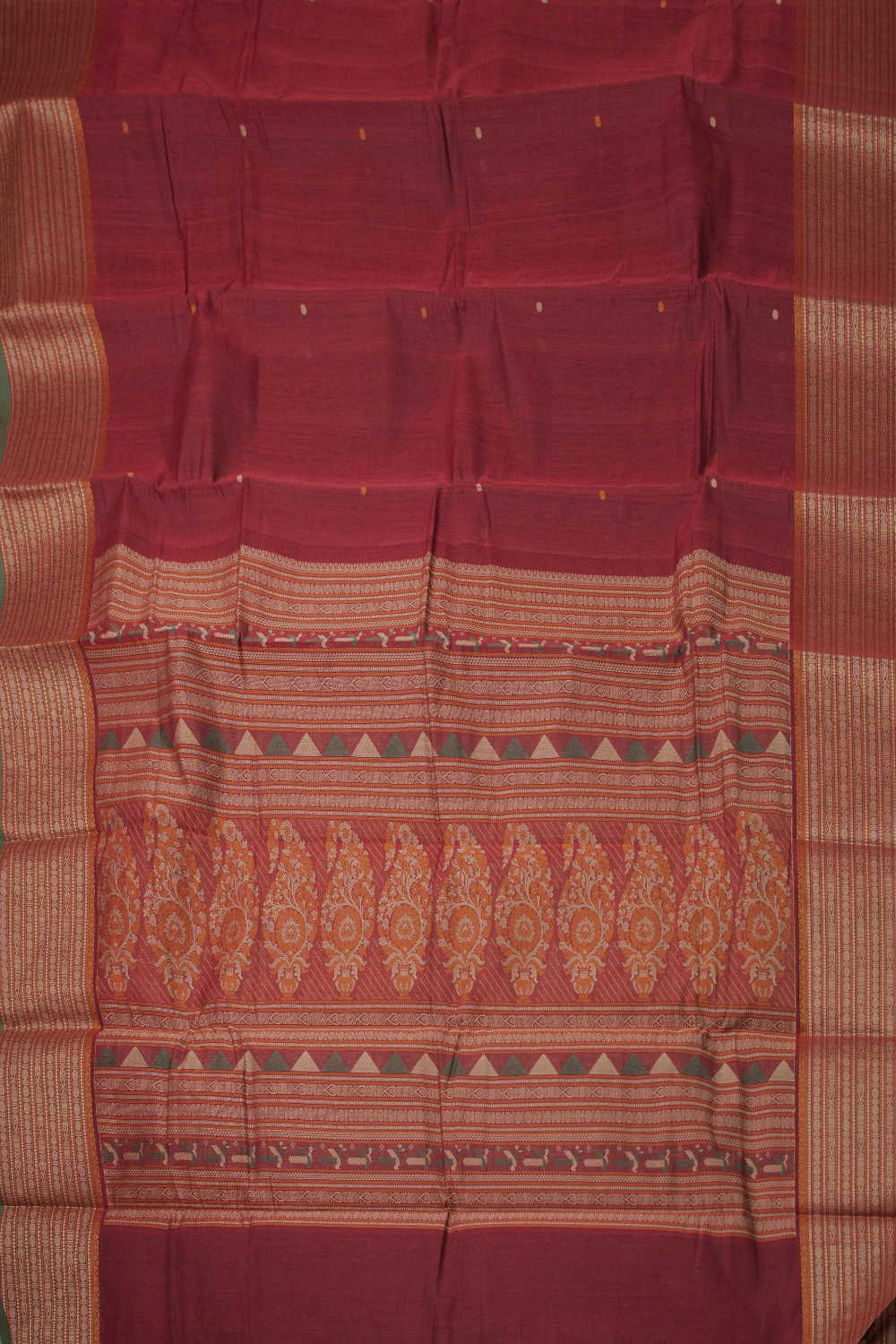 Maroon Kanchipuram Cotton saree - Image 2