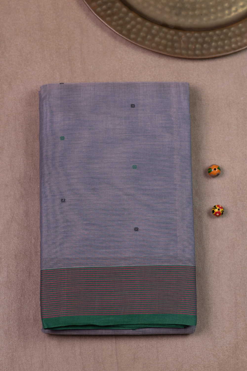 Tiny Dots on Grey Kanchipuram Cotton saree