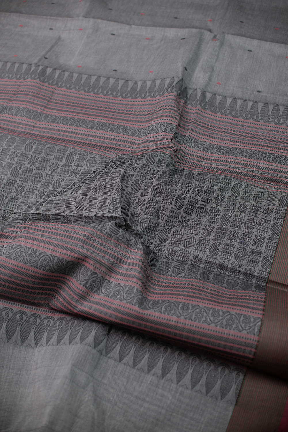Shade of Grey Kanchipuram Cotton saree - Image 3