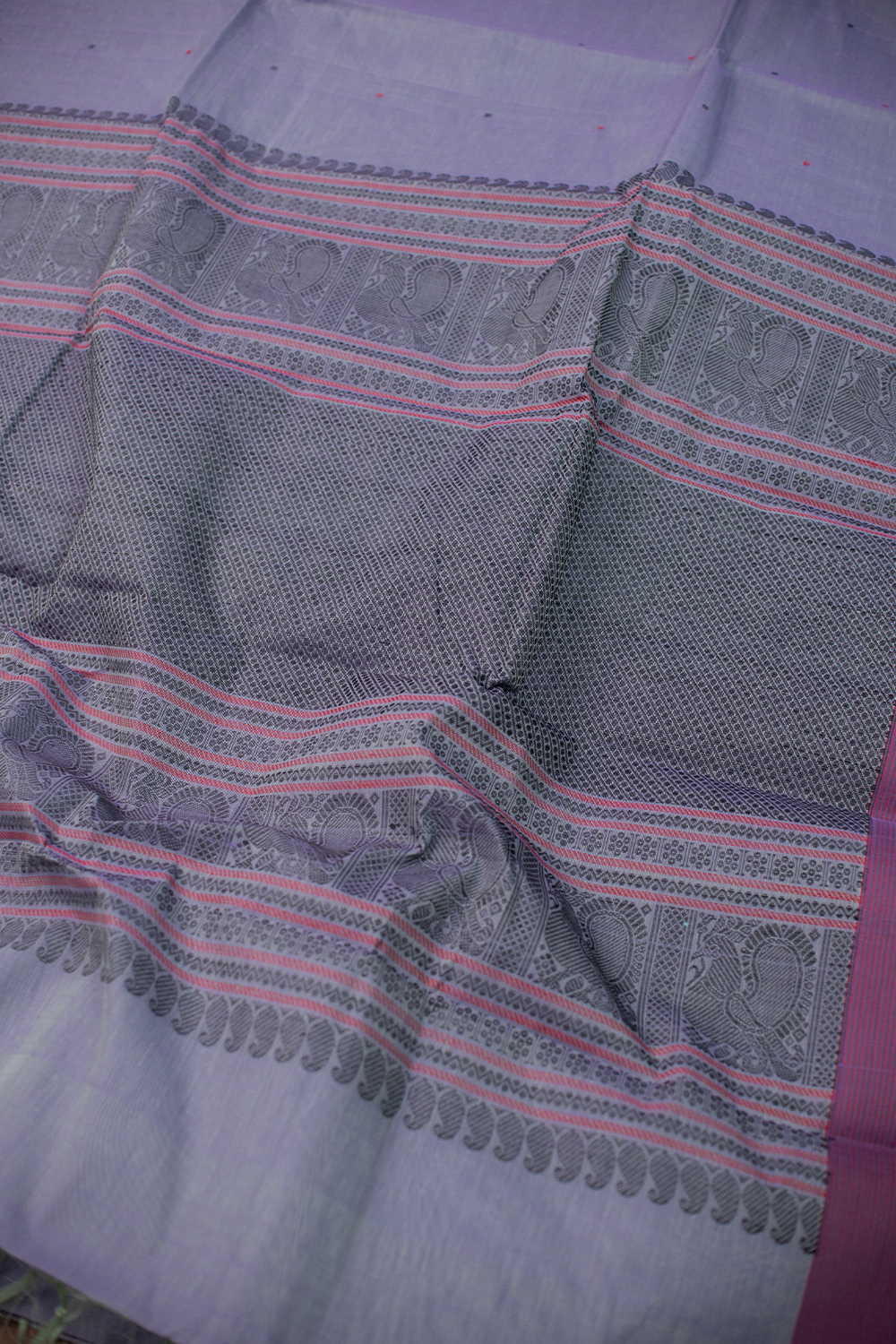 Purple Shaded Kanchipuram Cotton saree - Image 3