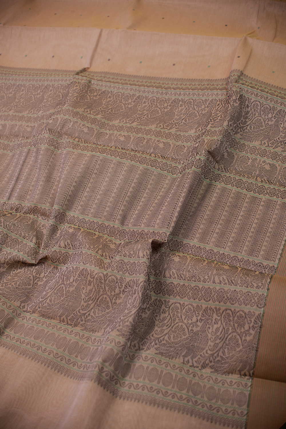 Beige Shaded Kanchipuram Cotton saree - Image 3