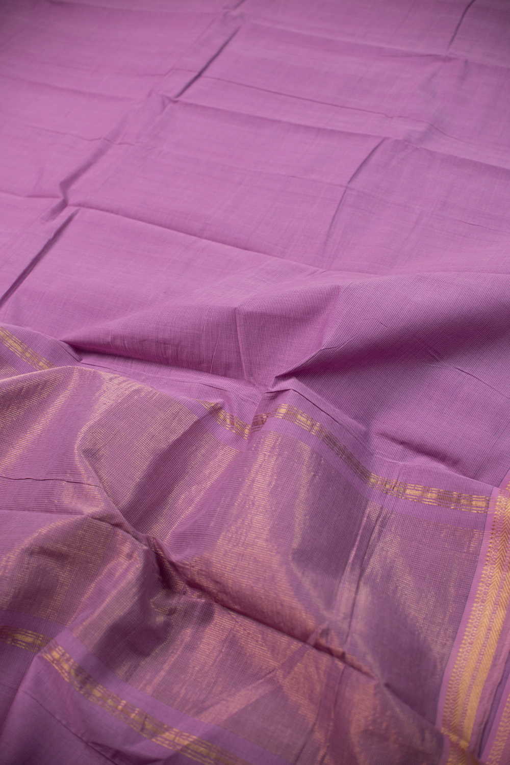 Pink with Zari Border Kanchipuram Cotton saree - Image 3