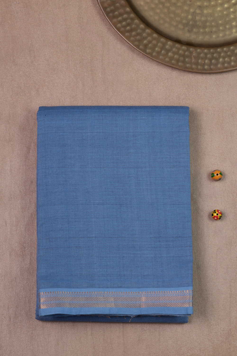 Zari Border with Blue Kanchipuram Cotton saree
