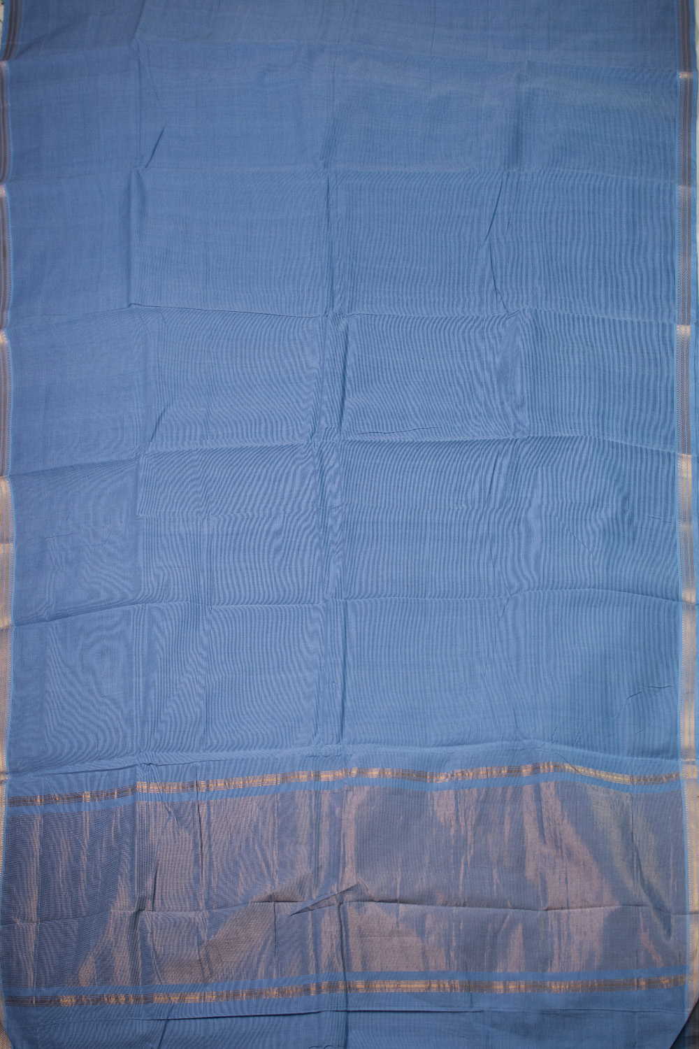 Zari Border with Blue Kanchipuram Cotton saree - Image 2