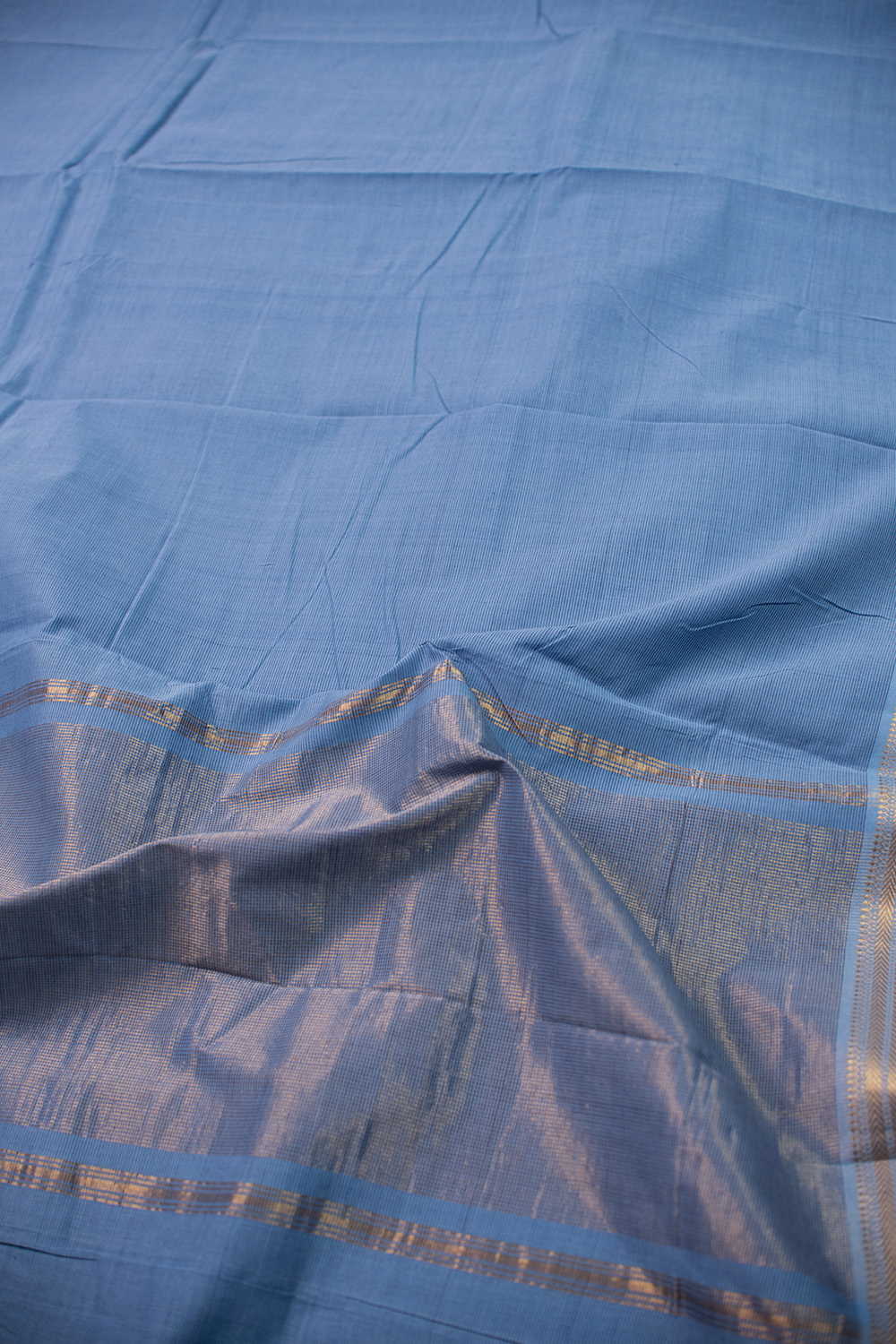 Zari Border with Blue Kanchipuram Cotton saree - Image 3